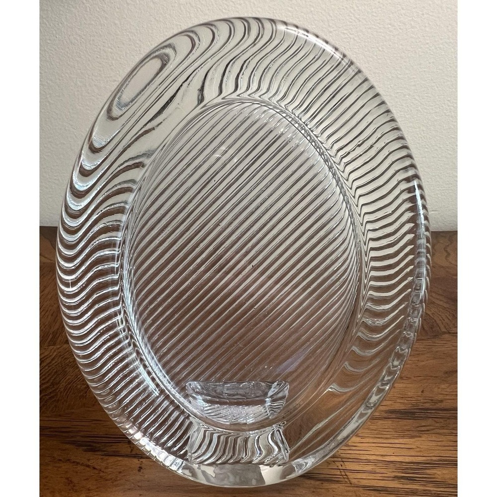 Mikasa Polished Portrait Crystal Oval Picture Frame 6.5"x5" Ribbed Vintage